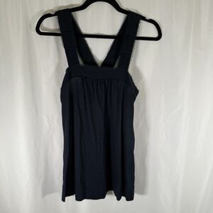 Banana Republic Silk Blend Tank Top Women's XS Navy Blue Semi Sheer Pullover